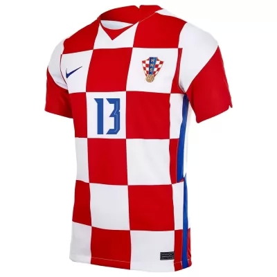 Lapset Kroatian Jalkapallomaajoukkue Nikola Vlasic #13 Kotipaita Punainen Valkoinen 2021 Lyhythihainen Paita