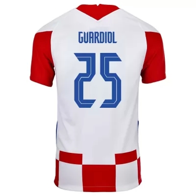 Lapset Kroatian jalkapallomaajoukkue Josko Gvardiol #25 Kotipaita Punainen Valkoinen 2021 Lyhythihainen Paita