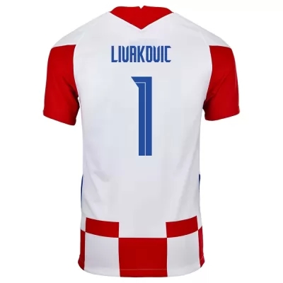 Lapset Kroatian jalkapallomaajoukkue Dominik Livakovic #1 Kotipaita Punainen Valkoinen 2021 Lyhythihainen Paita