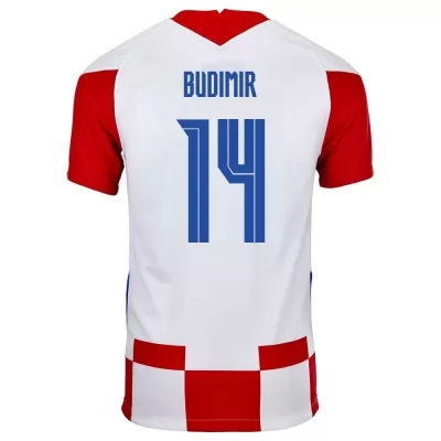 Miesten Kroatian jalkapallomaajoukkue Ante Budimir #14 Kotipaita Punainen Valkoinen 2021 Lyhythihainen Paita
