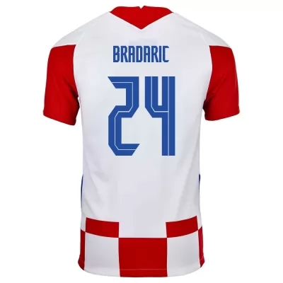 Lapset Kroatian jalkapallomaajoukkue Domagoj Bradaric #24 Kotipaita Punainen Valkoinen 2021 Lyhythihainen Paita