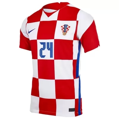 Miesten Kroatian Jalkapallomaajoukkue Domagoj Bradaric #24 Kotipaita Punainen Valkoinen 2021 Lyhythihainen Paita