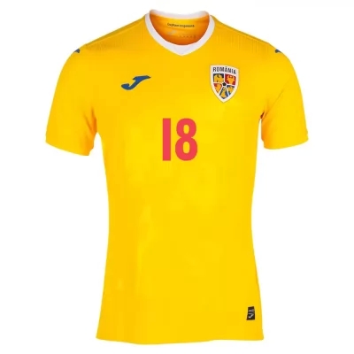 Naisten Romanian Jalkapallomaajoukkue Razvan Marin #18 Kotipaita Keltainen 2021 Lyhythihainen Paita
