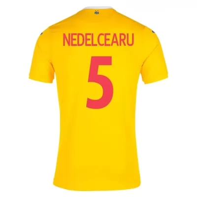Naisten Romanian Jalkapallomaajoukkue Ionut Nedelcearu #5 Kotipaita Keltainen 2021 Lyhythihainen Paita