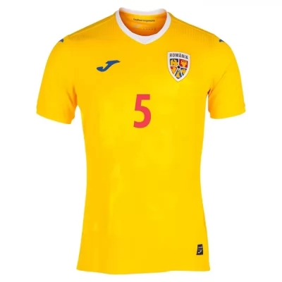 Naisten Romanian Jalkapallomaajoukkue Ionut Nedelcearu #5 Kotipaita Keltainen 2021 Lyhythihainen Paita