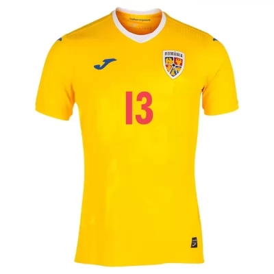 Naisten Romanian Jalkapallomaajoukkue Claudiu Keseru #13 Kotipaita Keltainen 2021 Lyhythihainen Paita