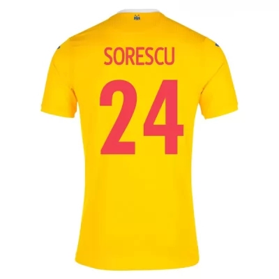 Lapset Romanian Jalkapallomaajoukkue Deian Sorescu #24 Kotipaita Keltainen 2021 Lyhythihainen Paita