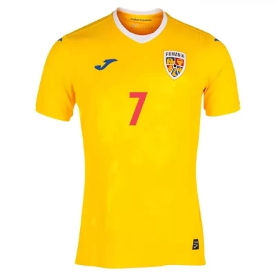 Naisten Romanian Jalkapallomaajoukkue Denis Alibec #7 Kotipaita Keltainen 2021 Lyhythihainen Paita