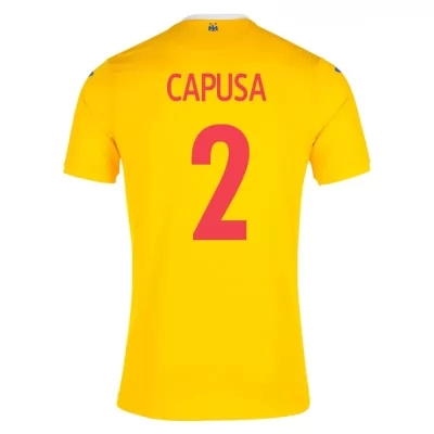 Naisten Romanian Jalkapallomaajoukkue Tiberiu Capusa #2 Kotipaita Keltainen 2021 Lyhythihainen Paita