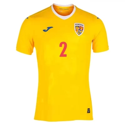 Naisten Romanian Jalkapallomaajoukkue Tiberiu Capusa #2 Kotipaita Keltainen 2021 Lyhythihainen Paita
