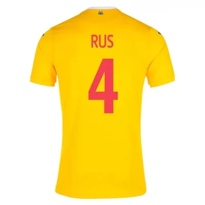 Naisten Romanian Jalkapallomaajoukkue Adrian Rus #4 Kotipaita Keltainen 2021 Lyhythihainen Paita