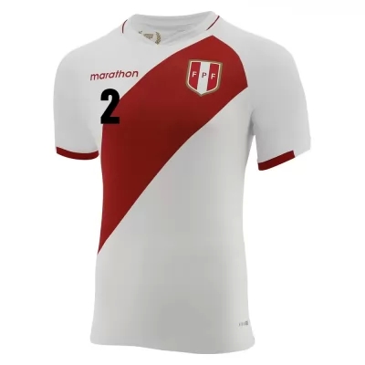 Lapset Perun Jalkapallomaajoukkue Luis Abram #2 Kotipaita Valkoinen 2021 Lyhythihainen Paita