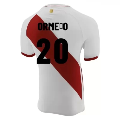 Miesten Perun Jalkapallomaajoukkue Santiago Ormeño #20 Kotipaita Valkoinen 2021 Lyhythihainen Paita