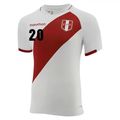 Lapset Perun Jalkapallomaajoukkue Santiago Ormeño #20 Kotipaita Valkoinen 2021 Lyhythihainen Paita