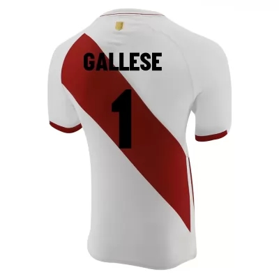 Miesten Perun Jalkapallomaajoukkue Pedro Gallese #1 Kotipaita Valkoinen 2021 Lyhythihainen Paita
