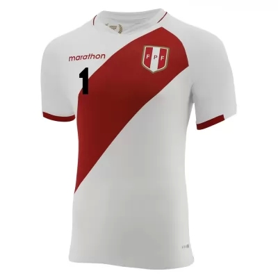 Miesten Perun Jalkapallomaajoukkue Pedro Gallese #1 Kotipaita Valkoinen 2021 Lyhythihainen Paita