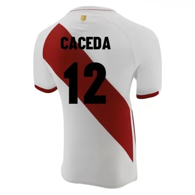 Naisten Perun Jalkapallomaajoukkue Carlos Caceda #12 Kotipaita Valkoinen 2021 Lyhythihainen Paita