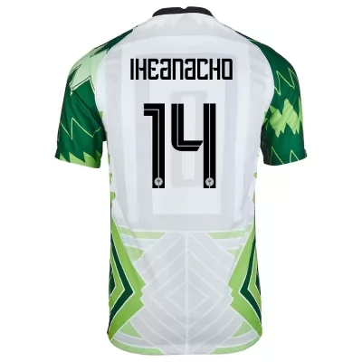 Miesten Nigerian jalkapallomaajoukkue Kelechi Iheanacho #14 Kotipaita Vihreä Valkoinen 2021 Lyhythihainen Paita