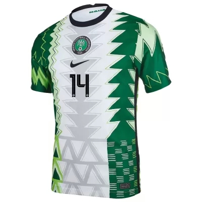 Naisten Nigerian Jalkapallomaajoukkue Kelechi Iheanacho #14 Kotipaita Vihreä Valkoinen 2021 Lyhythihainen Paita