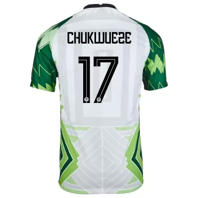 Miesten Nigerian jalkapallomaajoukkue Samuel Chukwueze #17 Kotipaita Vihreä Valkoinen 2021 Lyhythihainen Paita