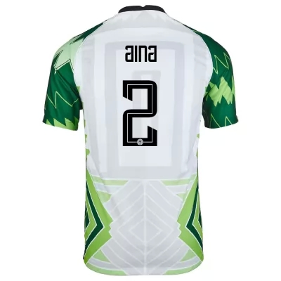 Miesten Nigerian jalkapallomaajoukkue Ola Aina #2 Kotipaita Vihreä Valkoinen 2021 Lyhythihainen Paita