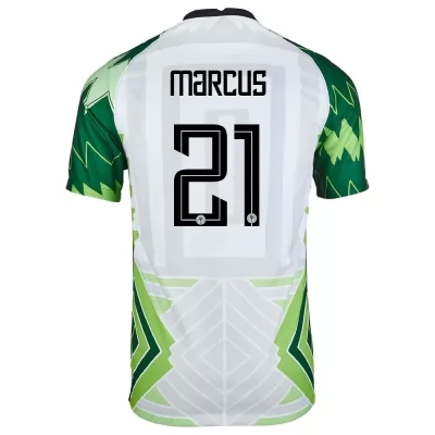 Lapset Nigerian jalkapallomaajoukkue Abraham Marcus #21 Kotipaita Vihreä Valkoinen 2021 Lyhythihainen Paita
