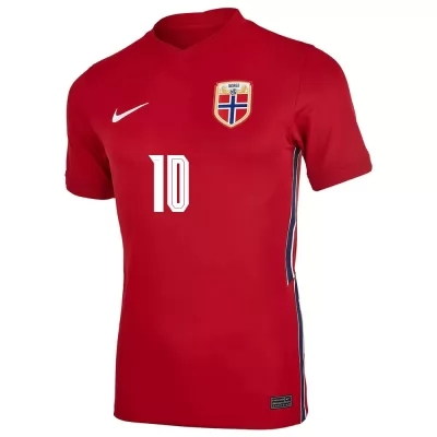 Lapset Norjan Jalkapallomaajoukkue Martin Odegaard #10 Kotipaita Punainen 2021 Lyhythihainen Paita