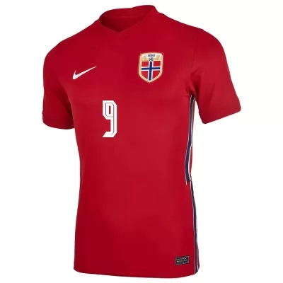 Naisten Norjan Jalkapallomaajoukkue Alexander Sorloth #9 Kotipaita Punainen 2021 Lyhythihainen Paita