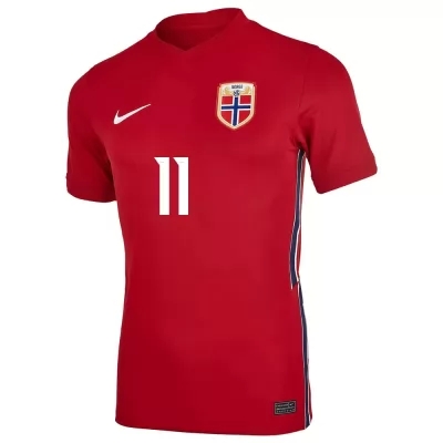 Naisten Norjan Jalkapallomaajoukkue Mohamed Elyounoussi #11 Kotipaita Punainen 2021 Lyhythihainen Paita
