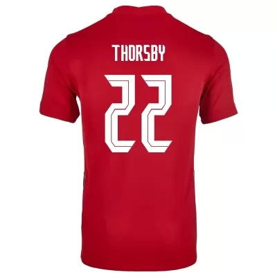 Naisten Norjan Jalkapallomaajoukkue Morten Thorsby #22 Kotipaita Punainen 2021 Lyhythihainen Paita