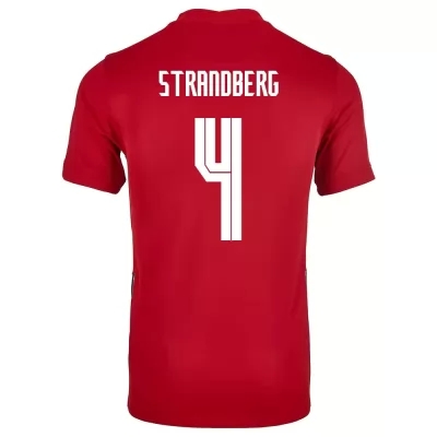 Naisten Norjan Jalkapallomaajoukkue Stefan Strandberg #4 Kotipaita Punainen 2021 Lyhythihainen Paita