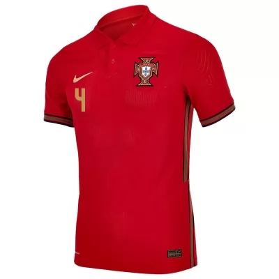 Lapset Portugalin Jalkapallomaajoukkue Ruben Dias #4 Kotipaita Punainen 2021 Lyhythihainen Paita