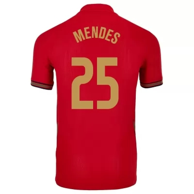 Lapset Portugalin jalkapallomaajoukkue Nuno Mendes #25 Kotipaita Punainen 2021 Lyhythihainen Paita