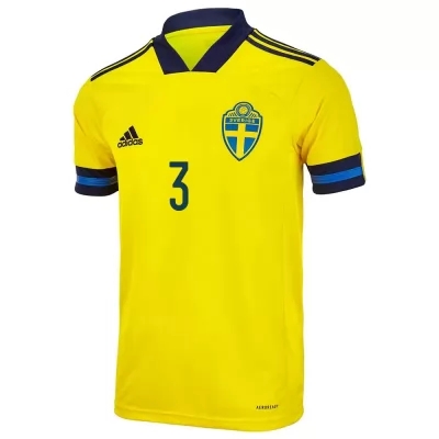 Lapset Ruotsin Jalkapallomaajoukkue Victor Lindelof #3 Kotipaita Keltainen 2021 Lyhythihainen Paita