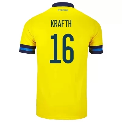 Miesten Ruotsin Jalkapallomaajoukkue Emil Krafth #16 Kotipaita Keltainen 2021 Lyhythihainen Paita
