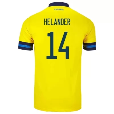 Lapset Ruotsin Jalkapallomaajoukkue Filip Helander #14 Kotipaita Keltainen 2021 Lyhythihainen Paita