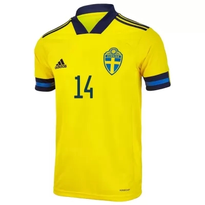 Lapset Ruotsin Jalkapallomaajoukkue Filip Helander #14 Kotipaita Keltainen 2021 Lyhythihainen Paita