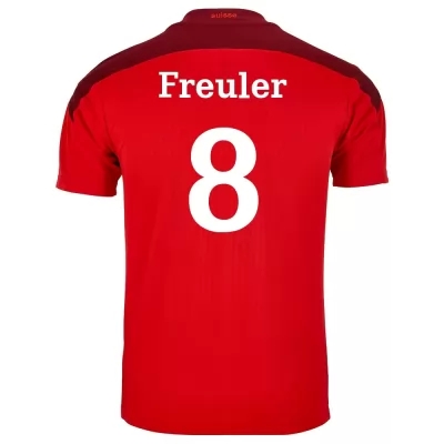 Naisten Sveitsin Jalkapallomaajoukkue Remo Freuler #8 Kotipaita Punainen 2021 Lyhythihainen Paita