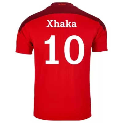 Miesten Sveitsin Jalkapallomaajoukkue Granit Xhaka #10 Kotipaita Punainen 2021 Lyhythihainen Paita