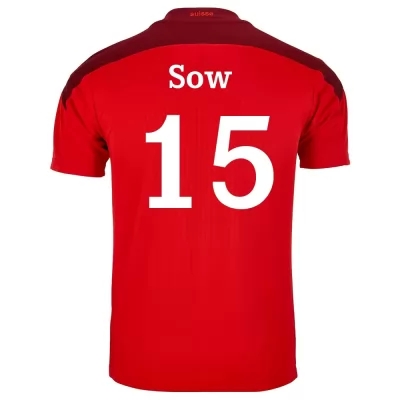 Lapset Sveitsin Jalkapallomaajoukkue Djibril Sow #15 Kotipaita Punainen 2021 Lyhythihainen Paita