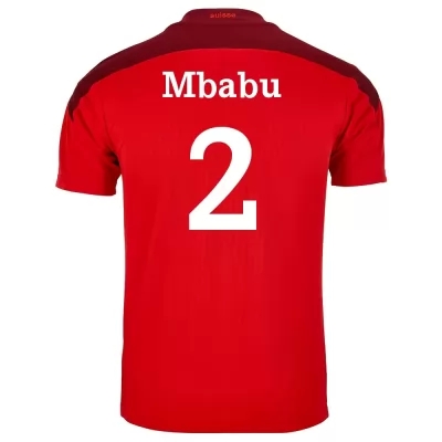 Lapset Sveitsin Jalkapallomaajoukkue Kevin Mbabu #2 Kotipaita Punainen 2021 Lyhythihainen Paita