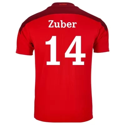 Naisten Sveitsin Jalkapallomaajoukkue Steven Zuber #14 Kotipaita Punainen 2021 Lyhythihainen Paita