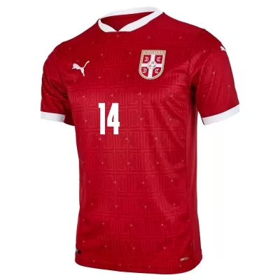 Naisten Serbian Jalkapallomaajoukkue Ivan Ilic #14 Kotipaita Punainen 2021 Lyhythihainen Paita