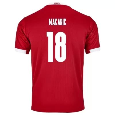 Lapset Serbian Jalkapallomaajoukkue Milan Makaric #18 Kotipaita Punainen 2021 Lyhythihainen Paita