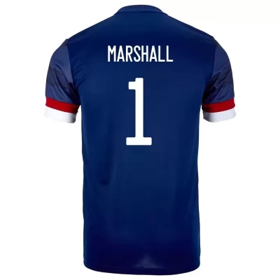 Naisten Skotlannin Jalkapallomaajoukkue David Marshall #1 Kotipaita Tummansininen 2021 Lyhythihainen Paita