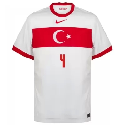Naisten Turkin Jalkapallomaajoukkue Caglar Soyuncu #4 Kotipaita Valkoinen 2021 Lyhythihainen Paita