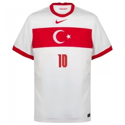 Miesten Turkin Jalkapallomaajoukkue Hakan Calhanoglu #10 Kotipaita Valkoinen 2021 Lyhythihainen Paita
