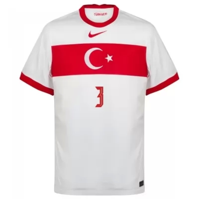Lapset Turkin Jalkapallomaajoukkue Merih Demiral #3 Kotipaita Valkoinen 2021 Lyhythihainen Paita