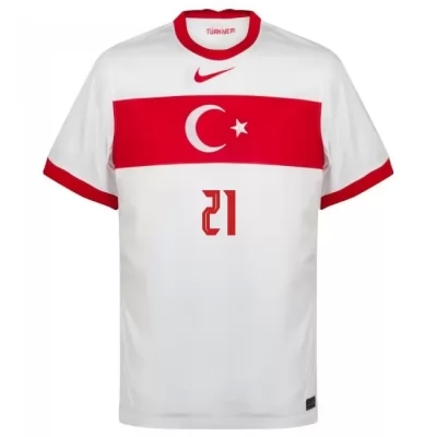 Naisten Turkin Jalkapallomaajoukkue Irfan Can Kahveci #21 Kotipaita Valkoinen 2021 Lyhythihainen Paita