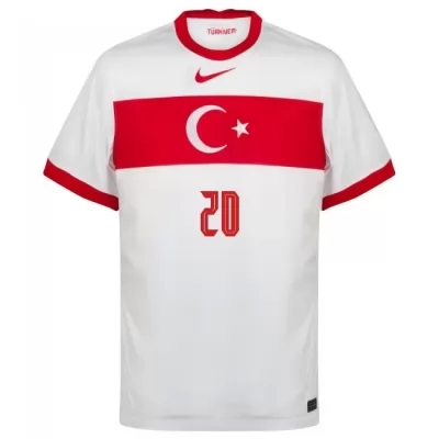 Naisten Turkin Jalkapallomaajoukkue Abdulkadir Omur #20 Kotipaita Valkoinen 2021 Lyhythihainen Paita